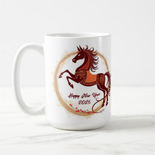 Caneca De Café Ano do Cavalo 2026 Cor castanha