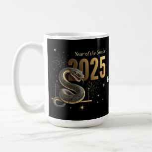 Caneca De Café Ano do Cobra 2025 - Zodiac Chinês Personalizável