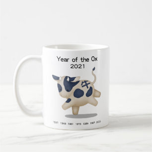 Caneca De Café Ano do Ox Cute Zodiac Animal 2021