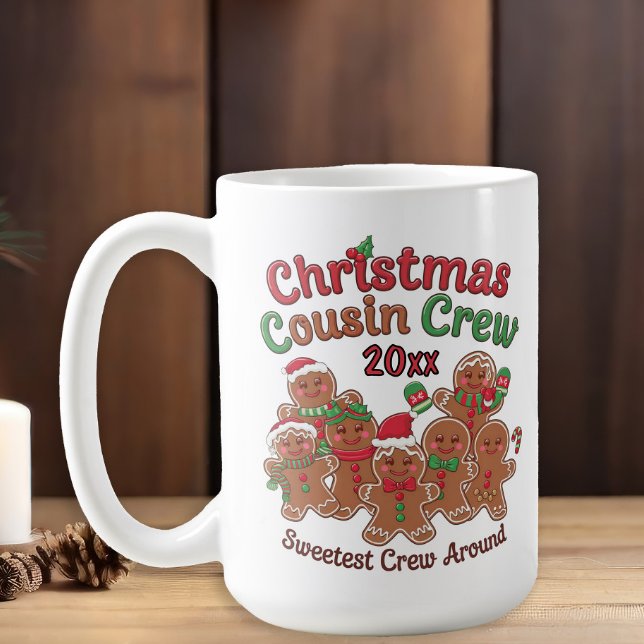 Caneca De Café Ano do Pão-de-Pão da Tripulação de Natal (Gingerbread men Crhistmas cousin crew custom mug)