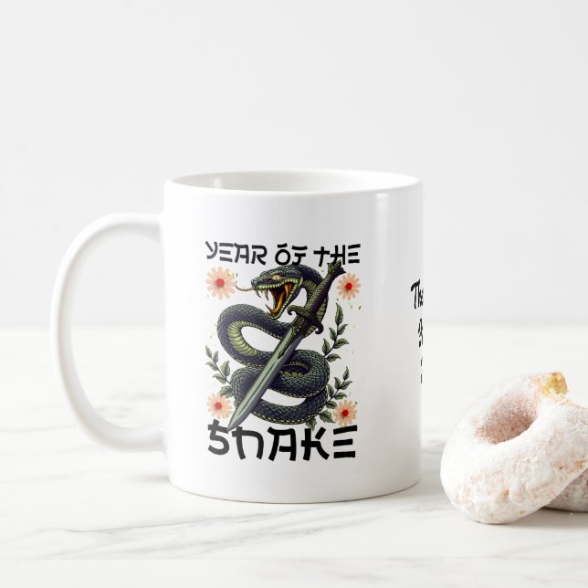 Caneca De Café Ano do Zodíaco da Serpente Ano Novo Chinês (Com Donut)
