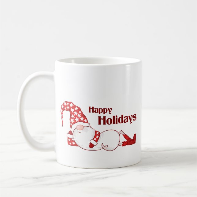 Caneca De Café Ano Gnome Feliz Natal Divertido (Esquerda)