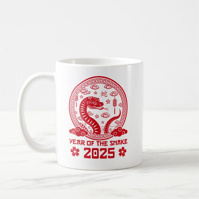 Caneca De Café Ano Novo Chinês 2025 Ano da Cobra (Esquerda)