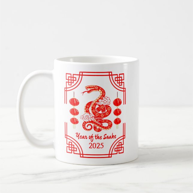 Caneca De Café Ano Novo Chinês 2025 Os Cantos Lanterna Cobra (Esquerda)
