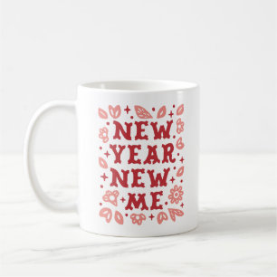 Caneca De Café Ano novo eu afirma estética floral rosa
