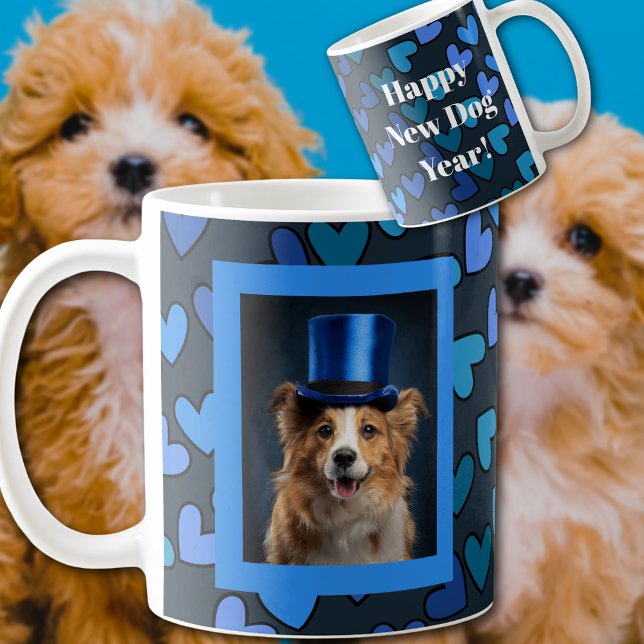 Caneca De Café Ano Novo Feliz de Cachorro (Criador carregado)