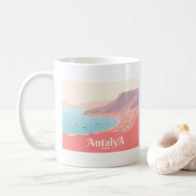 Caneca De Café Antalya Turkey Pastel Viagem (Com Donut)