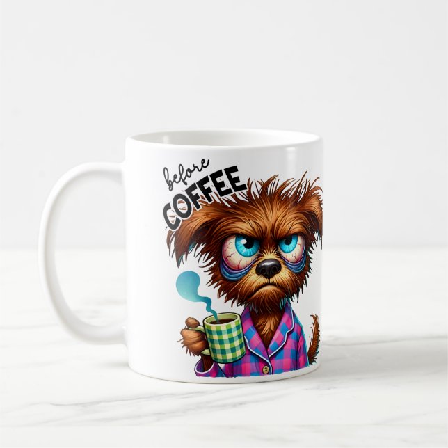 Caneca De Café Antes do Café vs. Cachorro Totalmente Cafeinado (Esquerda)