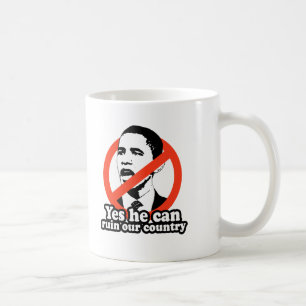 CANECA DE CAFÉ ANTI-OBAMA/SIM PODE ARRUINAR NOSSO PAÍS