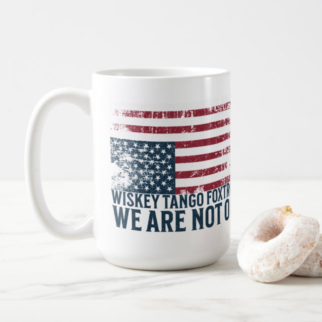Caneca De Café Anti Trump Flag Design Whiskey Tango Foxtrot (Com Donut)
