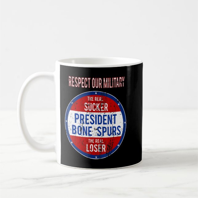 Caneca De Café Anti-Trump Sucker Loser Respeitamos Nosso Militar. (Esquerda)