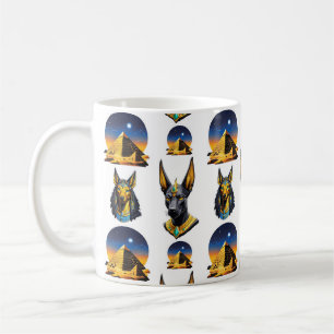 Caneca De Café Antiga Pirâmide do Egito, Anubis - Design