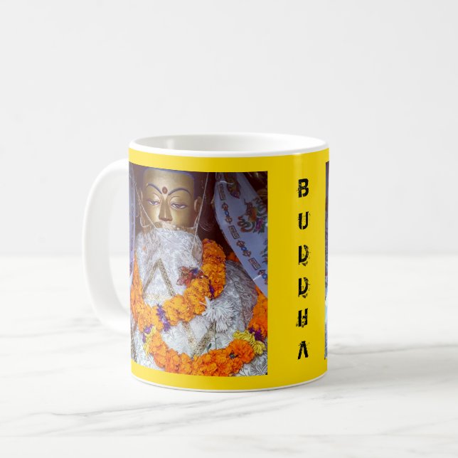 Caneca De Café Antigo Buda, Os Himalaias - Nepal (Guru) (Frente Esquerda)