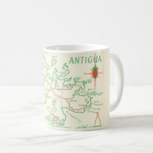 Caneca De Café Antigo mapa verde e vermelho de Antígua Mug