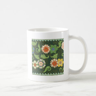 Caneca De Café Antigo Padrão Chinês de Cloisonné: Jade Verde