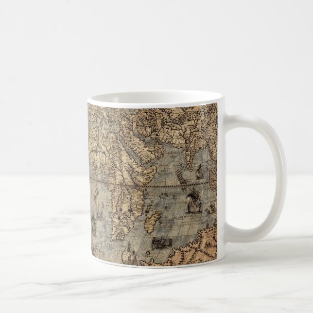 Caneca De Café Antiguamente, Mug Bebendo do Mapa do Velho Mundo (Direita)