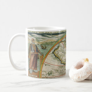 Caneca De Café Antiguidade Mapa Antiquado das Américas, Teodor de