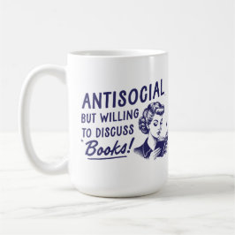 Caneca De Café Antisocial, mas disposto a discutir livros