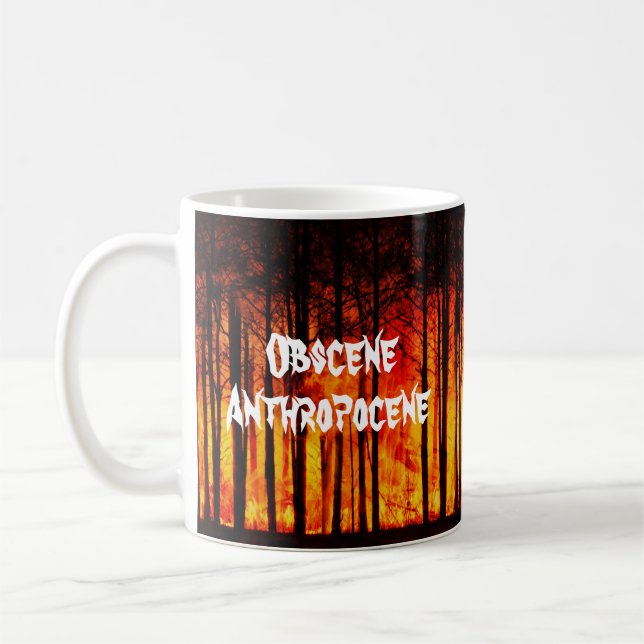 Caneca De Café Antropoceno Obsceno Mudança Climática (Esquerda)