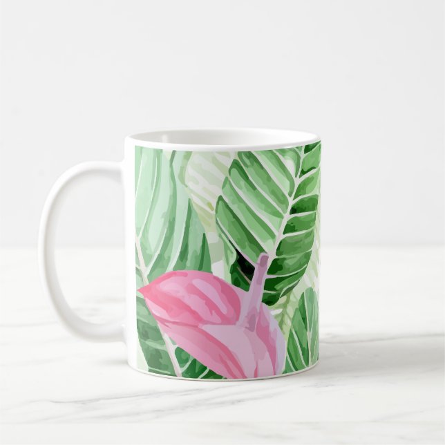 Caneca De Café Anturio Rosa Planta Tropical (Esquerda)