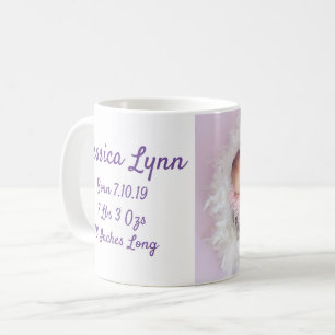 Caneca De Café Anuncie a Data de Nascimento do Bebê com Foto