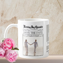 Caneca De Café Anúncio de Data Única Minimalista de Jornal Person
