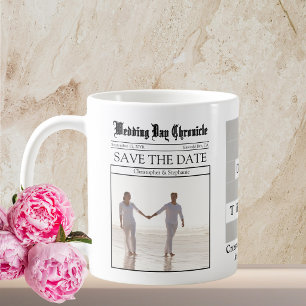 Caneca De Café Anúncio de Data Única Minimalista de Jornal Person