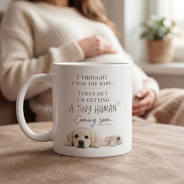 Caneca De Café Anúncio de Gravidez de Cachorro Labrador (Criador carregado)
