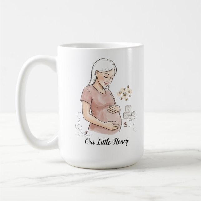 Caneca De Café Anúncio de Gravidez Mama To Bee Cute (Esquerda)