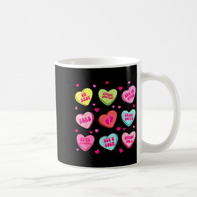 Caneca De Café Anúncio de gravidez valentines corações doce bebê (Direita)