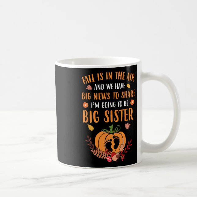 Caneca De Café Anúncio De Queda De Gravidez Para Ser Irmã Outono (Direita)