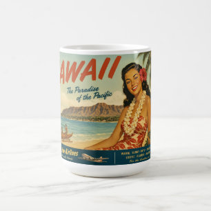 Caneca De Café Anúncio de Viagem Havaiano em Estilo Vintage