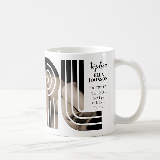 Caneca De Café Anúncio personalizado de nascimento da foto da "GI (Direita)