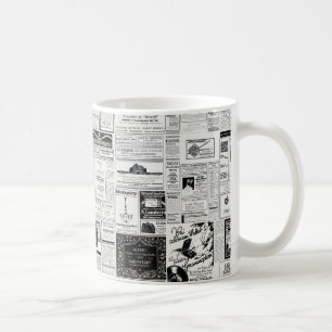 Caneca De Café Anúncio Retroativo Vintage de Jornal Antigo