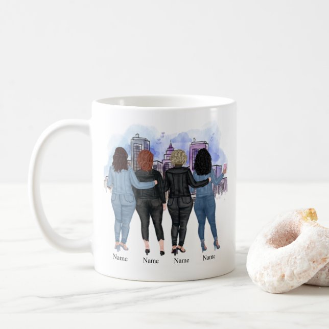 Caneca De Café Ao Lado Ou Ao Lado Irmãs Serão Sempre (Com Donut)