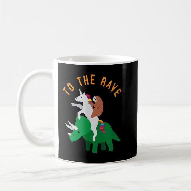 Caneca De Café Ao Rave Funny EDM Unicorn Sloth Dinosaur 1967 (Esquerda)