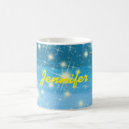 Caneca De Café Aores brilhantes do céu azul nome amarelo
