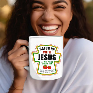 Caneca De Café Apanhe Jesus Cristo Tomate Cristão Ketchup Engraça