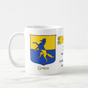 Caneca De Café Apelido italiano Greco Heraldic Shield e Blazon