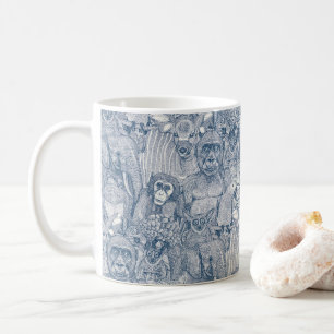 Caneca De Café apenas animais da selva africana azul cobalto meia