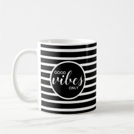 Caneca De Café Apenas Boas Vibrações Citação de Tipografia Preto 