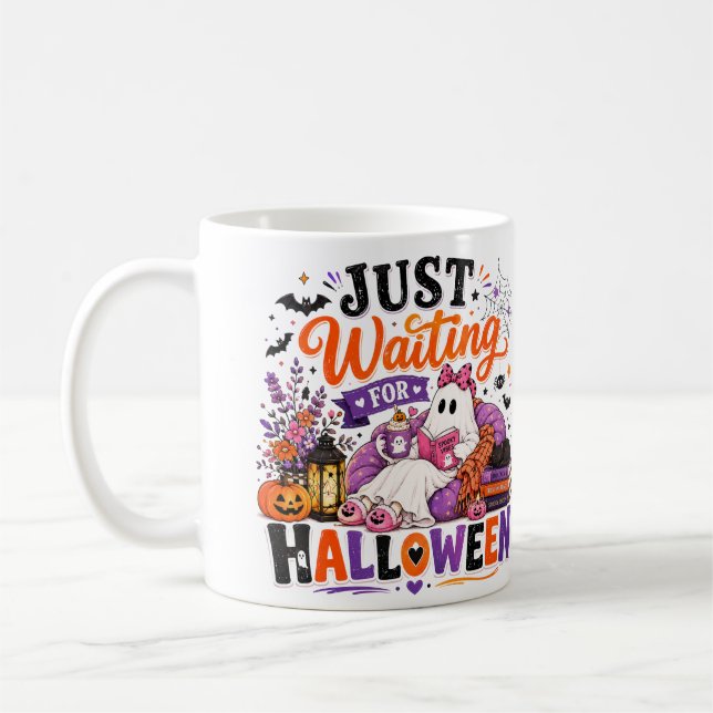 Caneca De Café Apenas Esperando Pelo Halloween (Esquerda)