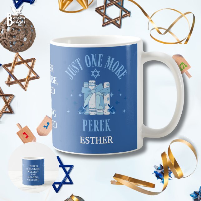 Caneca De Café APENAS MAIS UM CAPÍTULO DE PEREK Hanukkah Judaico (Stylish JUST ONE MORE PEREK Chapter Jewish Bookish Mug gift for avid readers with customizable name.)