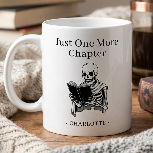 Caneca De Café Apenas Mais Um Capítulo Esqueleto de Leitura Diver (Criador carregado)