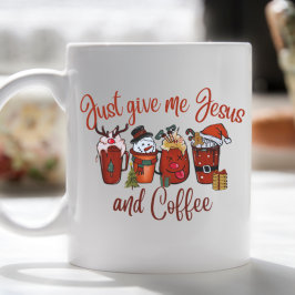 Caneca De Café Apenas me dê Jesus e café Natal bonitinho.