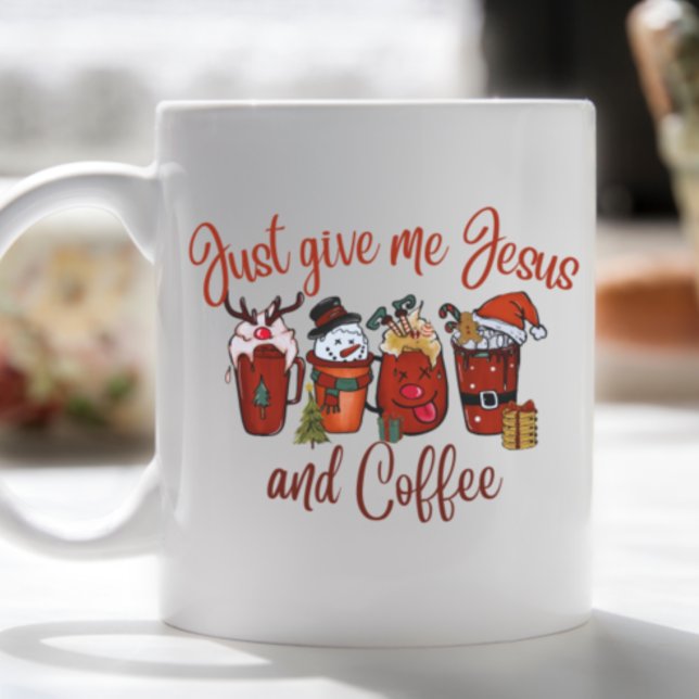 Caneca De Café Apenas me dê Jesus e café Natal bonitinho. (Criador carregado)