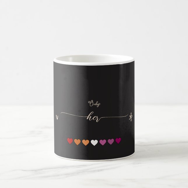 Caneca De Café Apenas o Casal de Corações Lésbicas (Centro)
