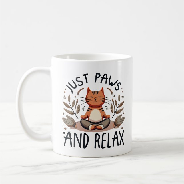 Caneca De Café Apenas patas e Gato de ioga relaxado (Esquerda)