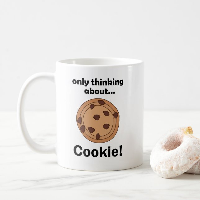 Caneca De Café Apenas Pensando Sobre Citação Divertida de Comida  (Com Donut)