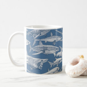 Caneca De Café apenas tubarões cobalt denim